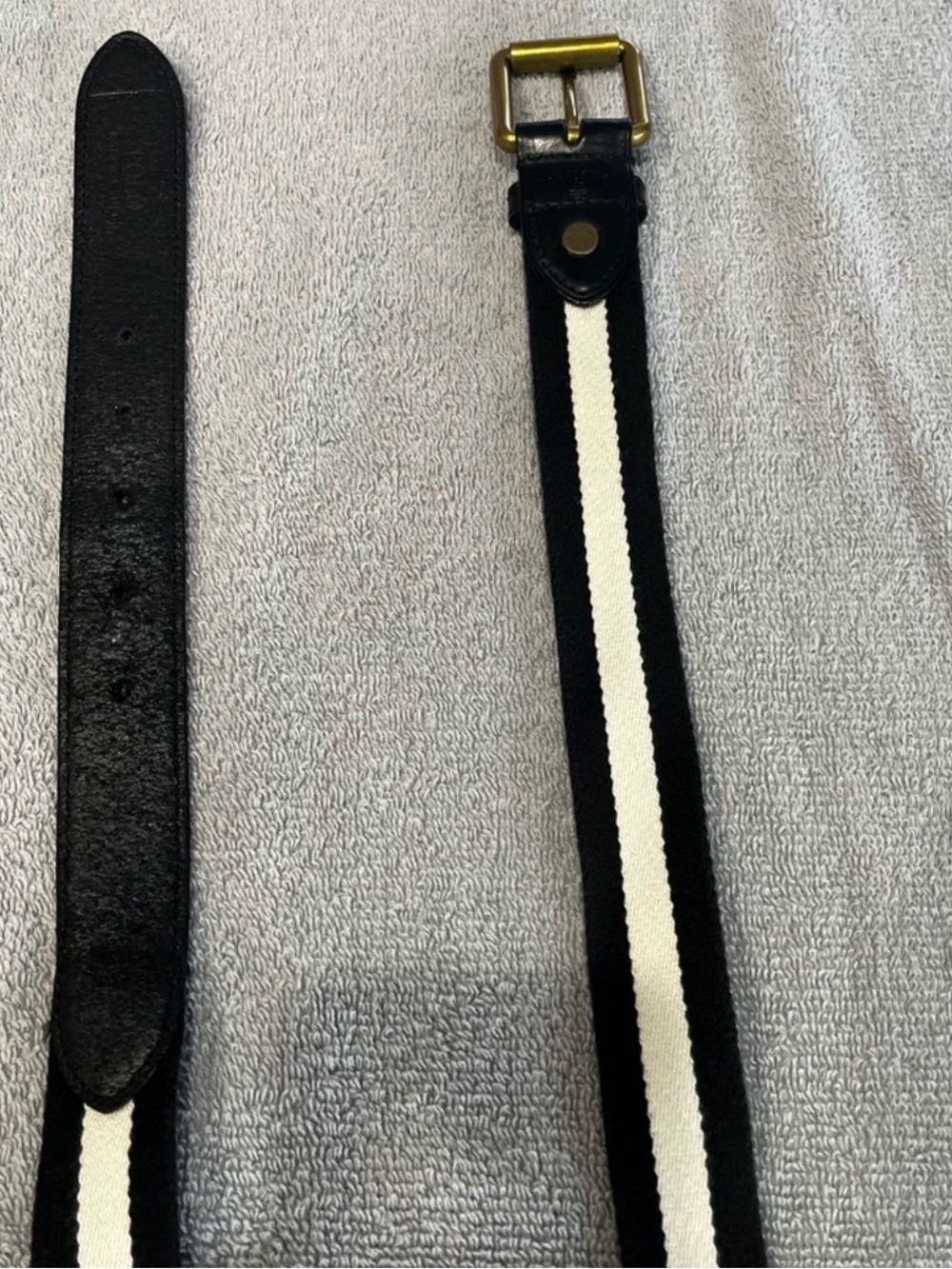 Polo by Ralph Lauren Black and White‎ Belt with Brass Buckle Leather classic - Picture 4 of 8
